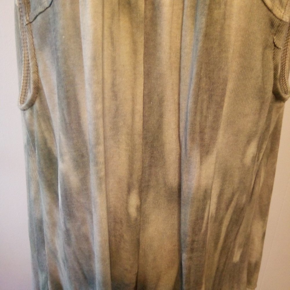 One World Sage Green Tie Dye Lace Fringe Duster Cardigan Size: Large - Picture 9 of 14